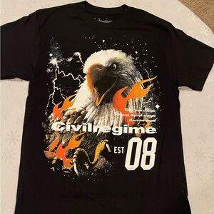 Civil Regime Black Graphic T-Shirt with Eagle Design